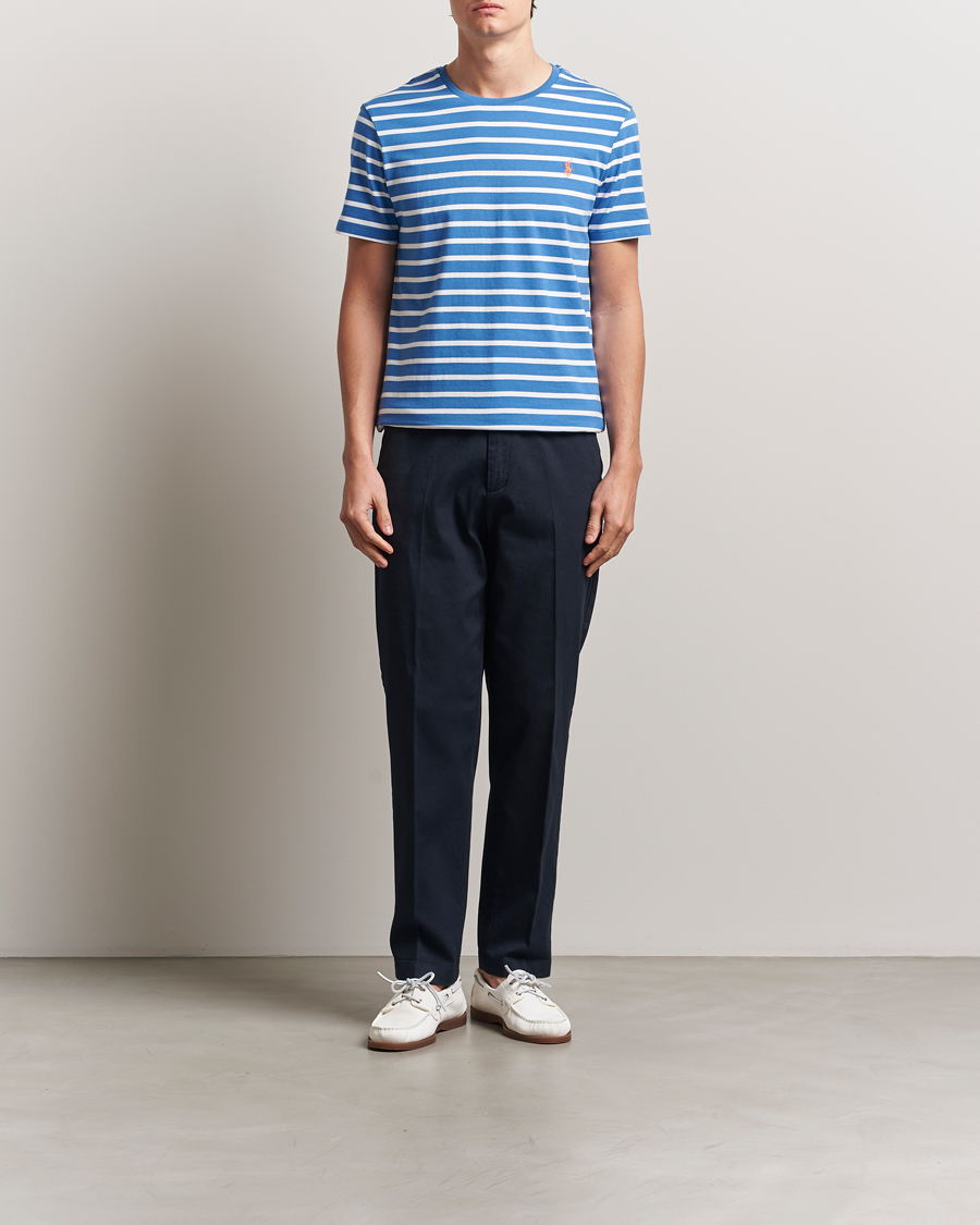 Herren | T-Shirts | Polo Ralph Lauren | Custom Slim Fit Striped T-Shirt Embayment Blue/White