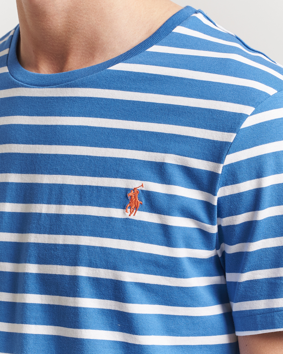 Herren | T-Shirts | Polo Ralph Lauren | Custom Slim Fit Striped T-Shirt Embayment Blue/White