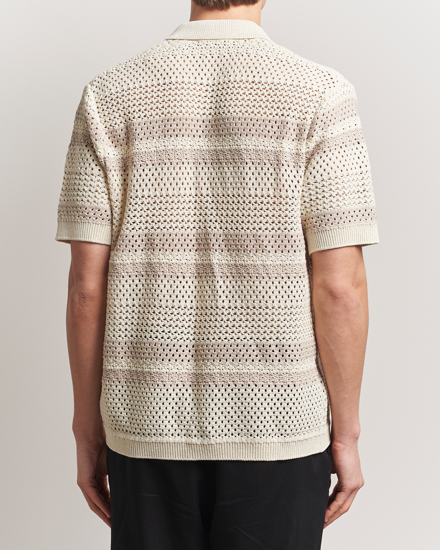 Herren | Hemden | LES DEUX | Gianni Striped Knitted Short Sleeve Shirt Ivory