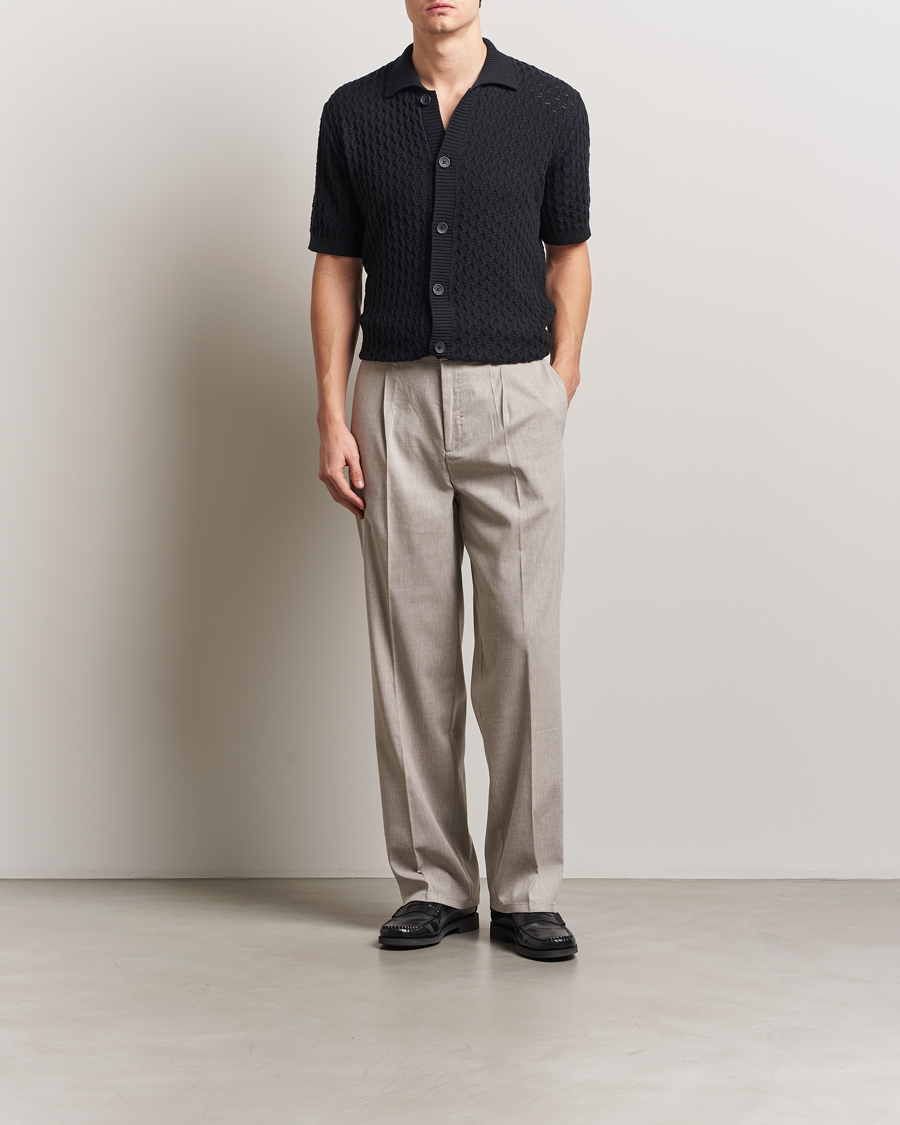 Herren | Hemden | LES DEUX | Gespertus Knitted Short Sleeve Shirt Black