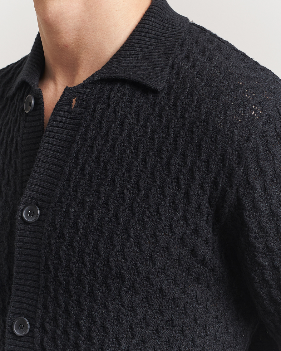 Herren | Hemden | LES DEUX | Gespertus Knitted Short Sleeve Shirt Black
