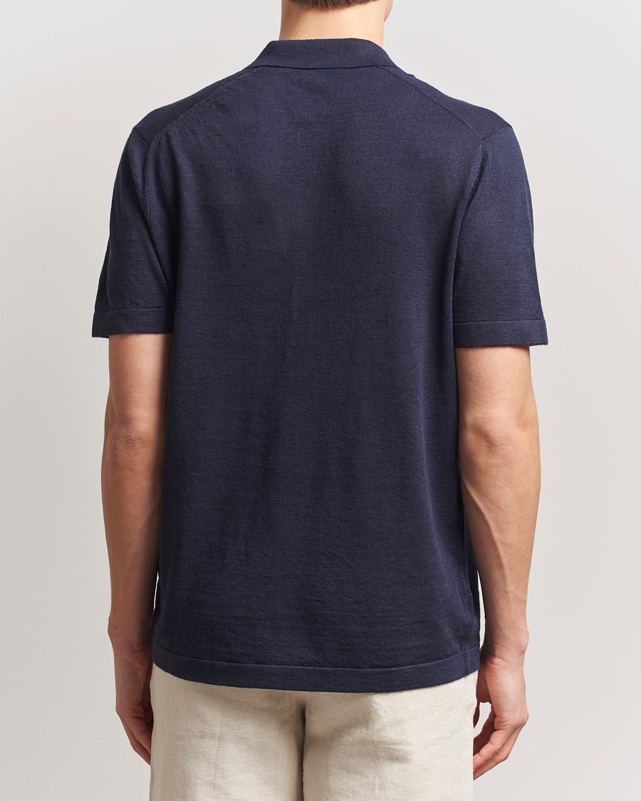 Herren | Poloshirts | LES DEUX | Emmanuel Linen/Cotton Polo Knit Dark Navy