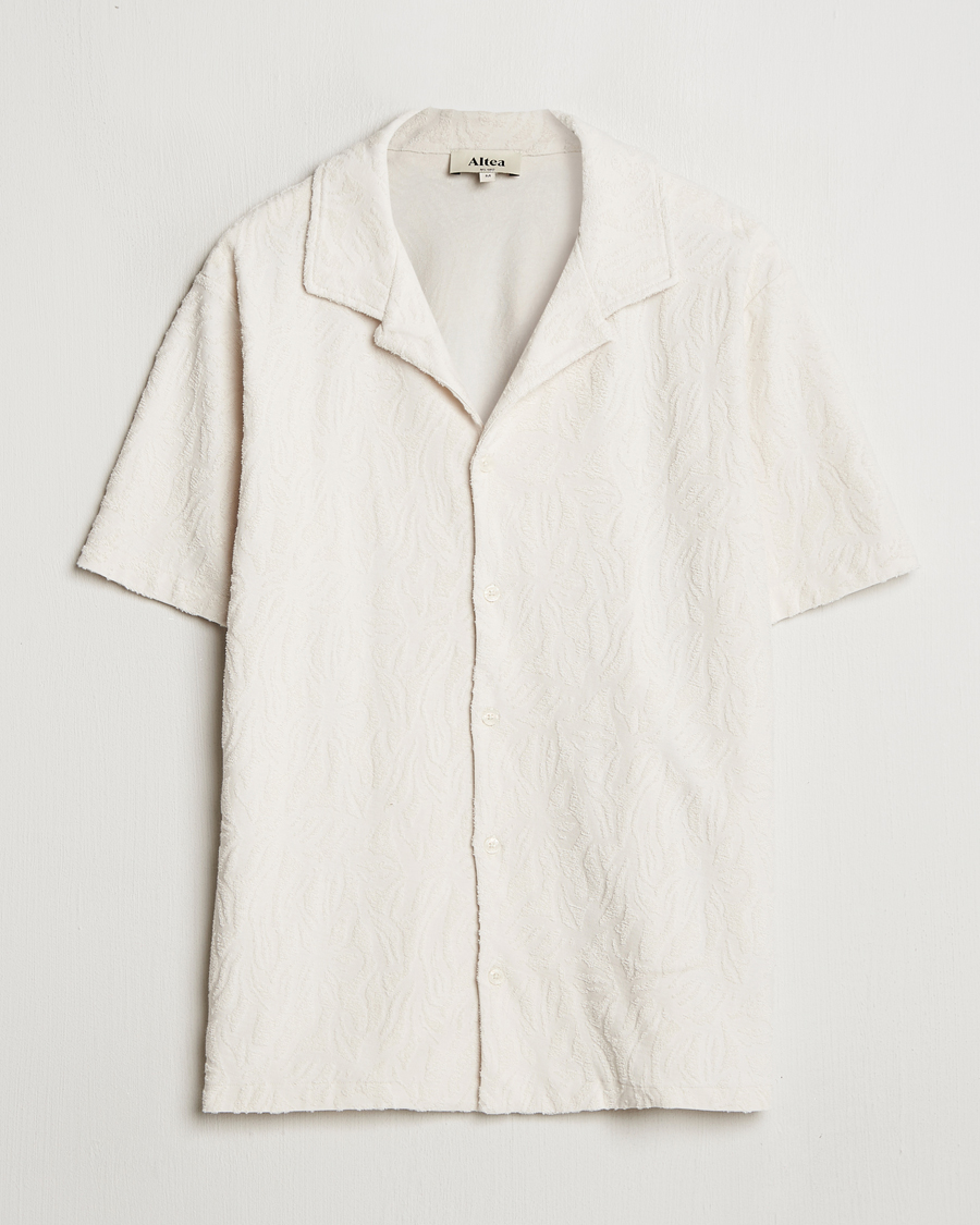 Herren | Poloshirts | Altea | Terry Jacquard Cotton Polo Off White