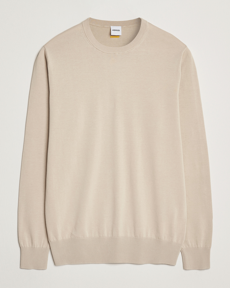 Herren | Pullover | Aspesi | Rib Cotton Crew Neck Beige