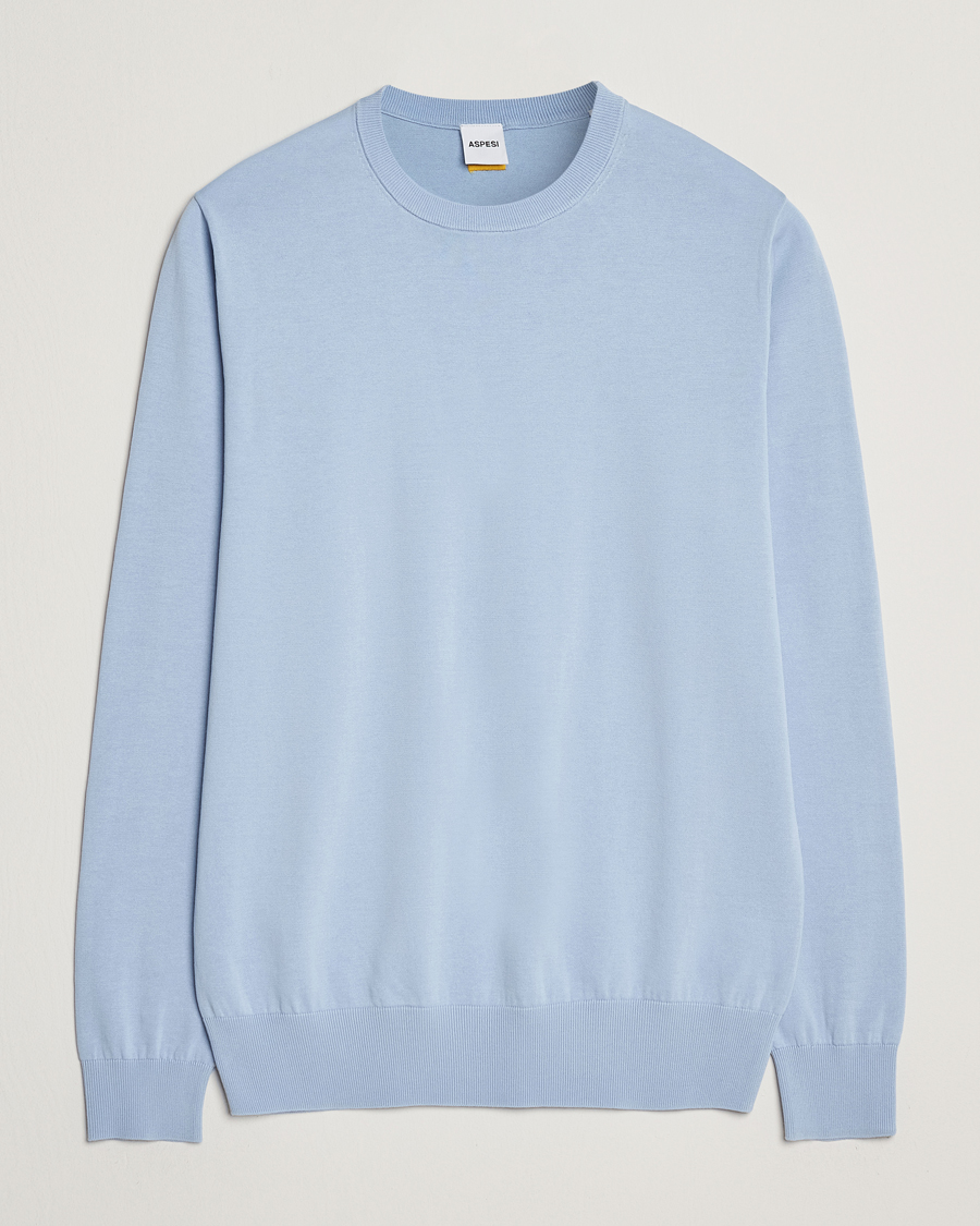 Herren | Pullover | Aspesi | Rib Cotton Crew Neck Light Blue