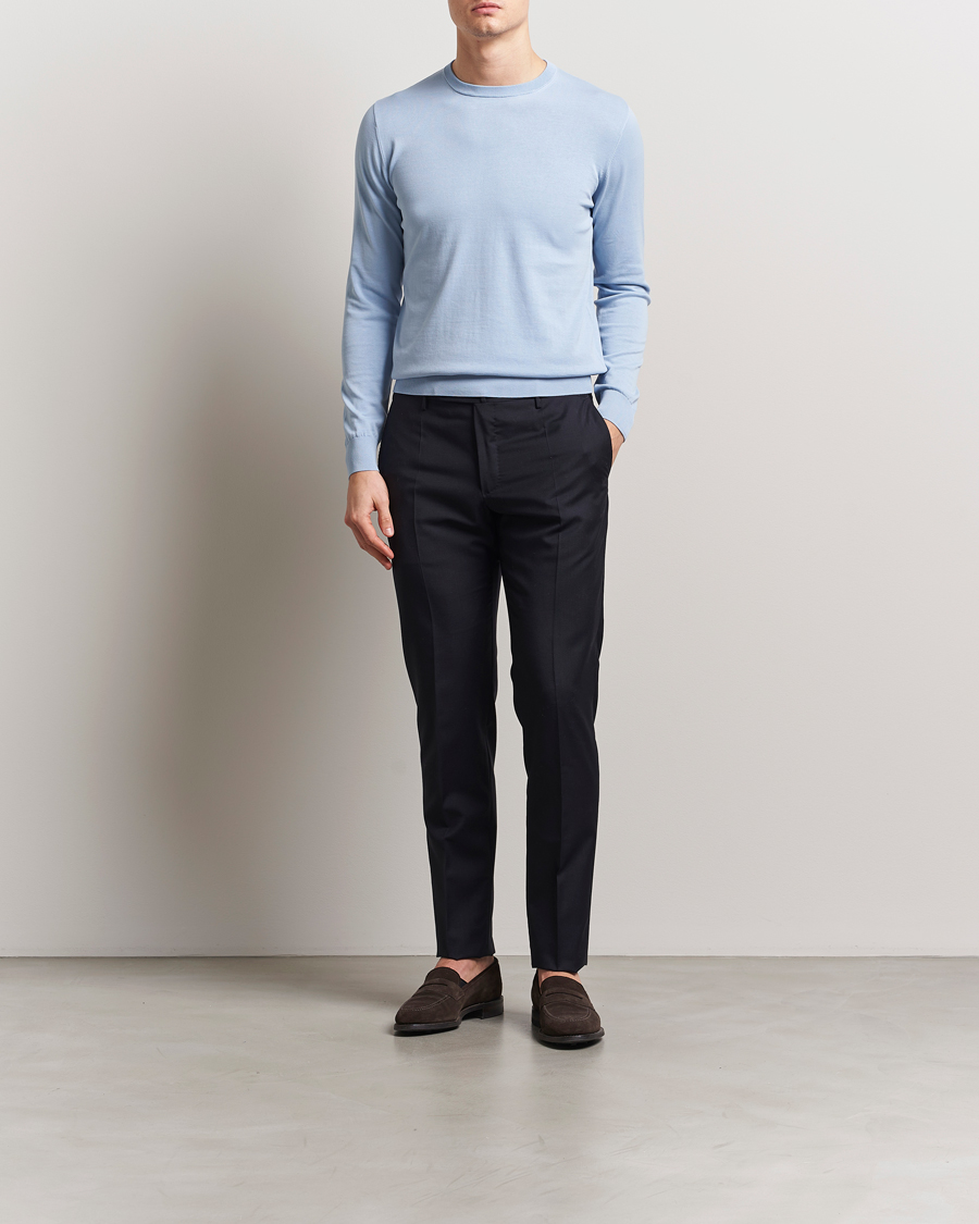 Herren | Pullover | Aspesi | Rib Cotton Crew Neck Light Blue