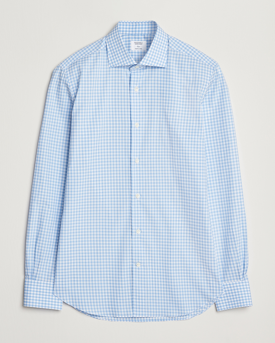 Herren | Hemden | Mazzarelli | Soft Cotton Cut Away Shirt Blue Check