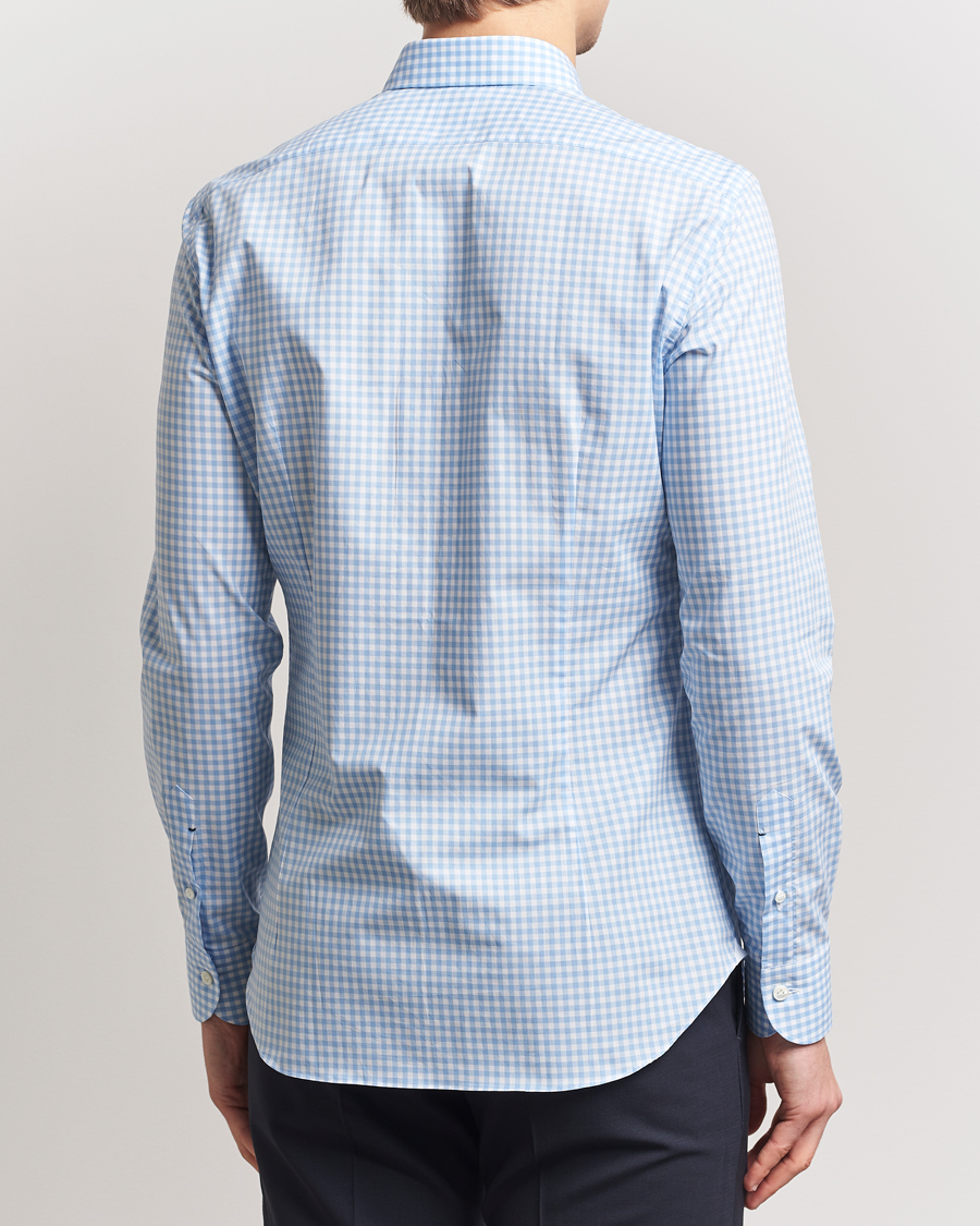 Herren | Hemden | Mazzarelli | Soft Cotton Cut Away Shirt Blue Check