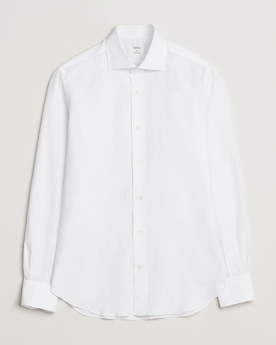 Herren | Hemden | Mazzarelli | Soft Linen Cut Away Shirt White