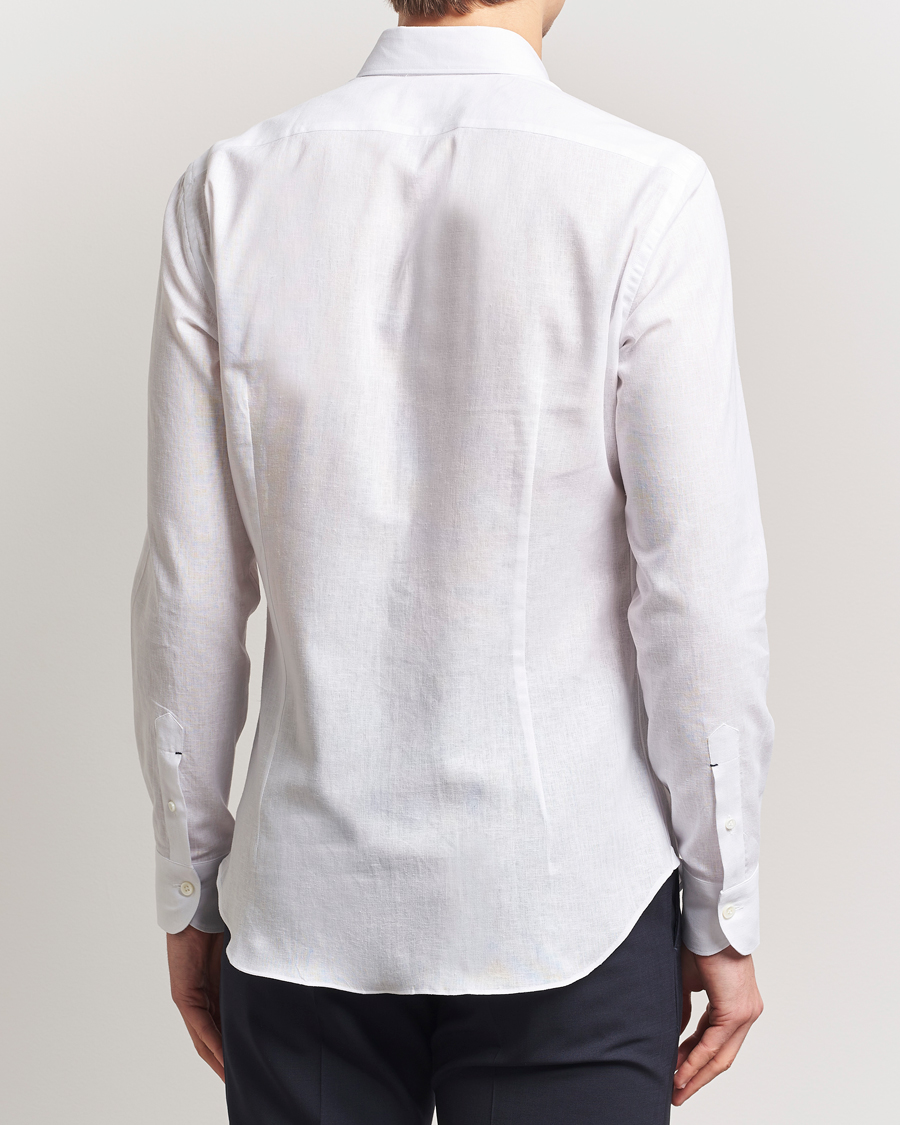 Herren | Hemden | Mazzarelli | Soft Linen Cut Away Shirt White