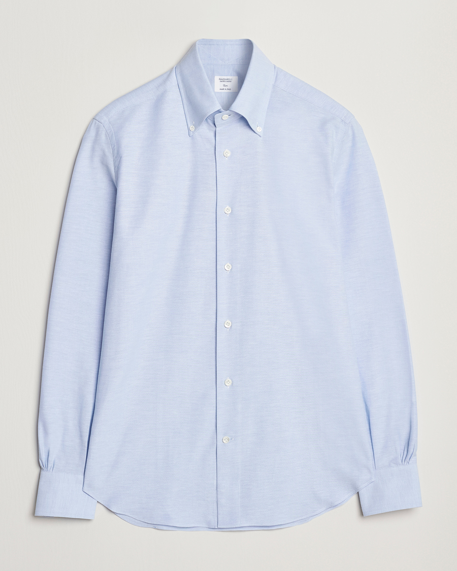 Herren | Hemden | Mazzarelli | Soft Oxford Button Down Shirt Light Blue