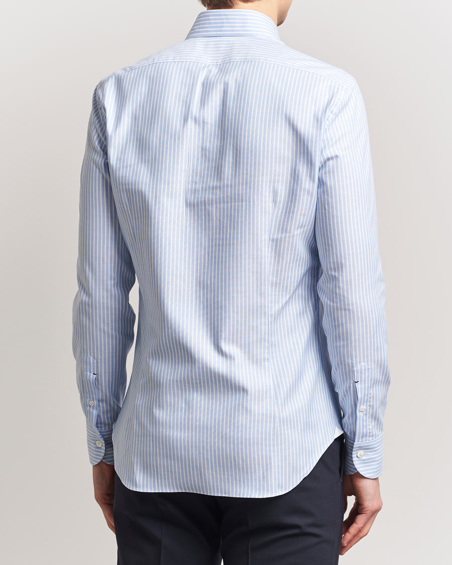 Herren | Hemden | Mazzarelli | Soft Oxford Button Down Shirt Light Blue Stripe