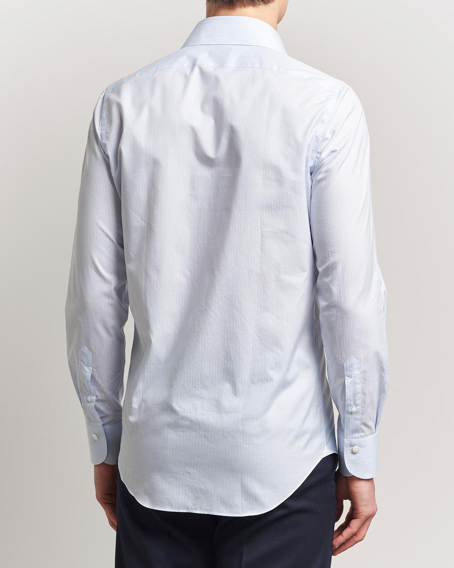 Herren | Hemden | Finamore Napoli | Milano Slim Zephyr Stripe Shirt Light Blue
