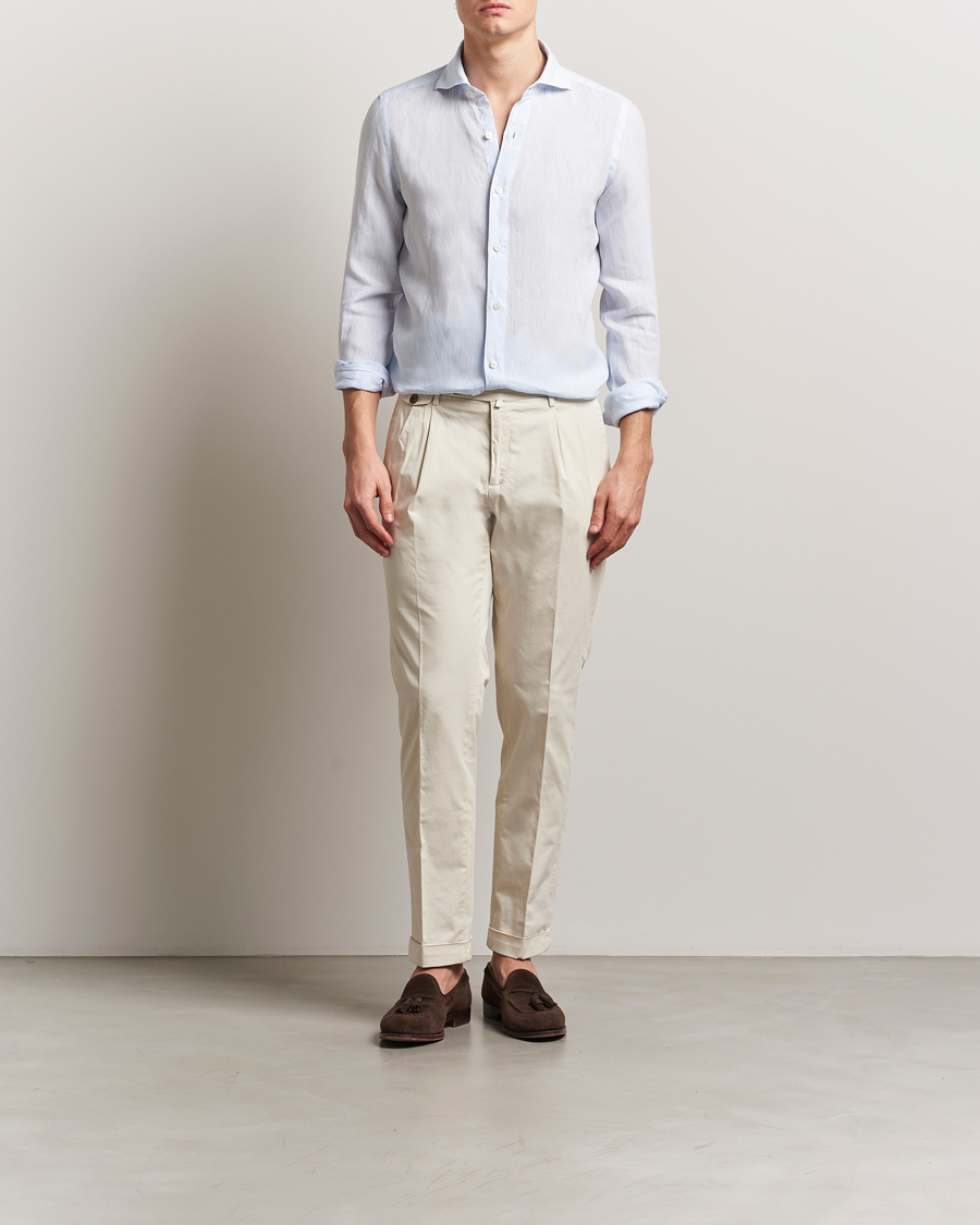 Herren | Hemden | Finamore Napoli | Gaeta Linen Shirt Light Blue