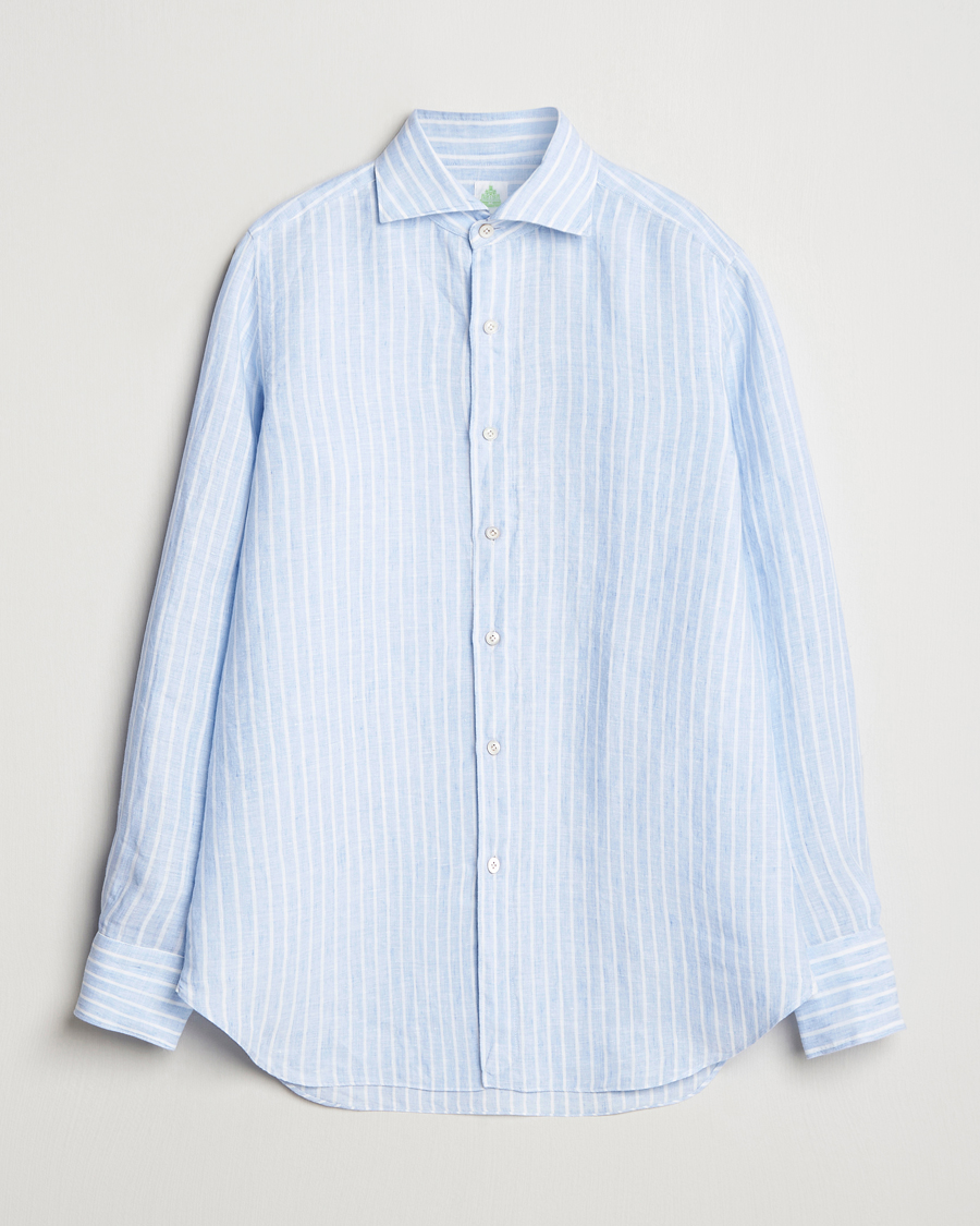 Herren | Hemden | Finamore Napoli | Gaeta Linen Shirt Blue Stripe