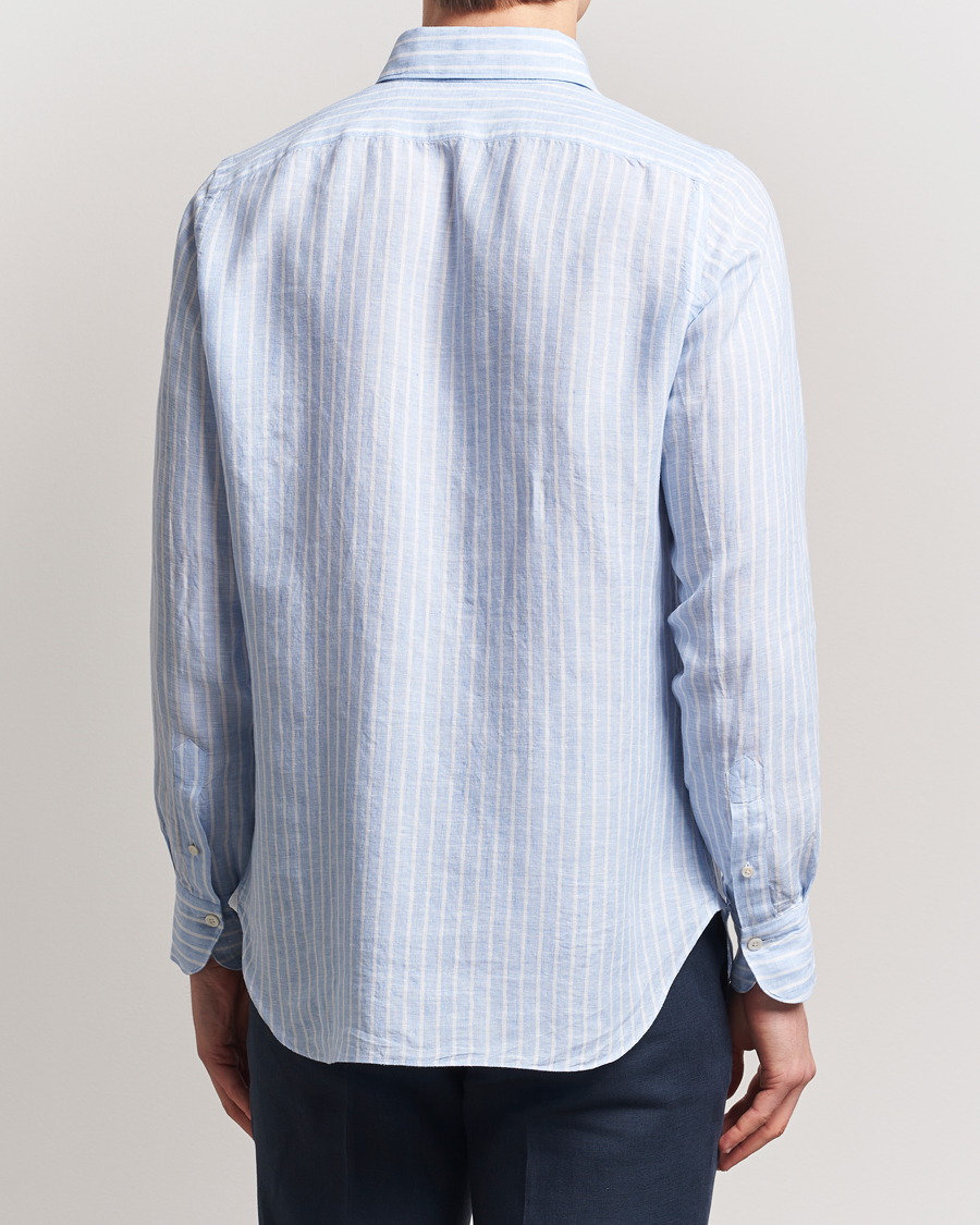 Herren | Hemden | Finamore Napoli | Gaeta Linen Shirt Blue Stripe