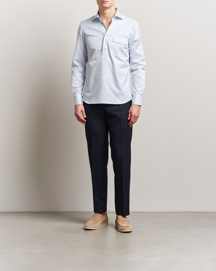 Herren | Hemden | Finamore Napoli | Porto Popover Shirt Light Blue