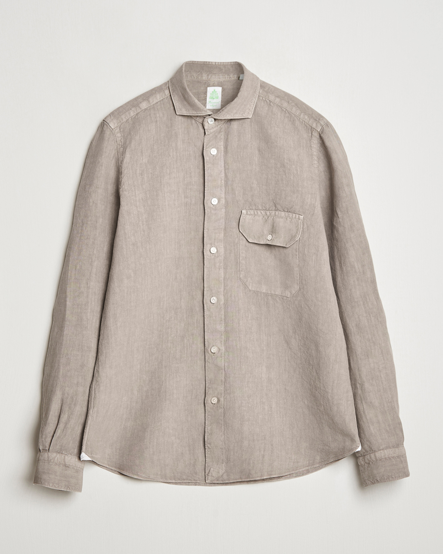 Herren | Hemden | Finamore Napoli | Salina Garment Dyed Linen Overshirt Taupe