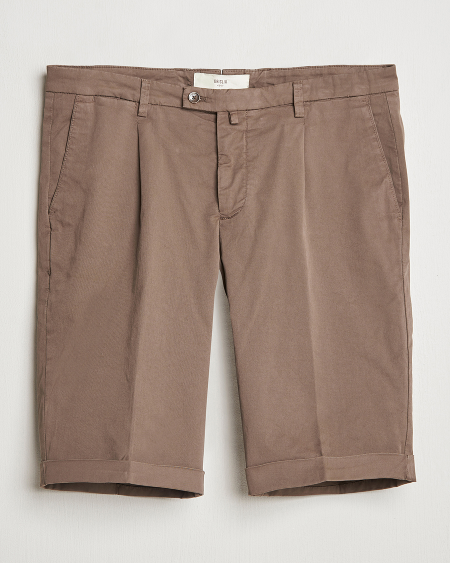 Herren | Shorts | Briglia 1949 | Pleated Cotton Shorts Brown