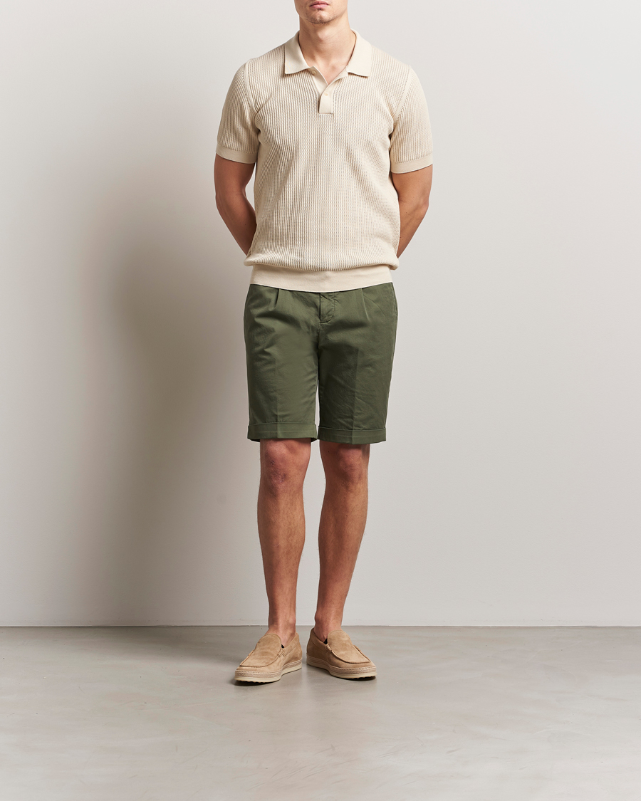 Herren | Shorts | Briglia 1949 | Pleated Cotton Shorts Olive