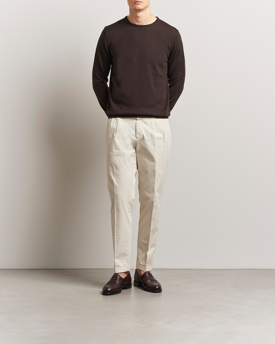 Herren | Hosen | Briglia 1949 | Easy Fit Pleated Cotton Stretch Chino Cream