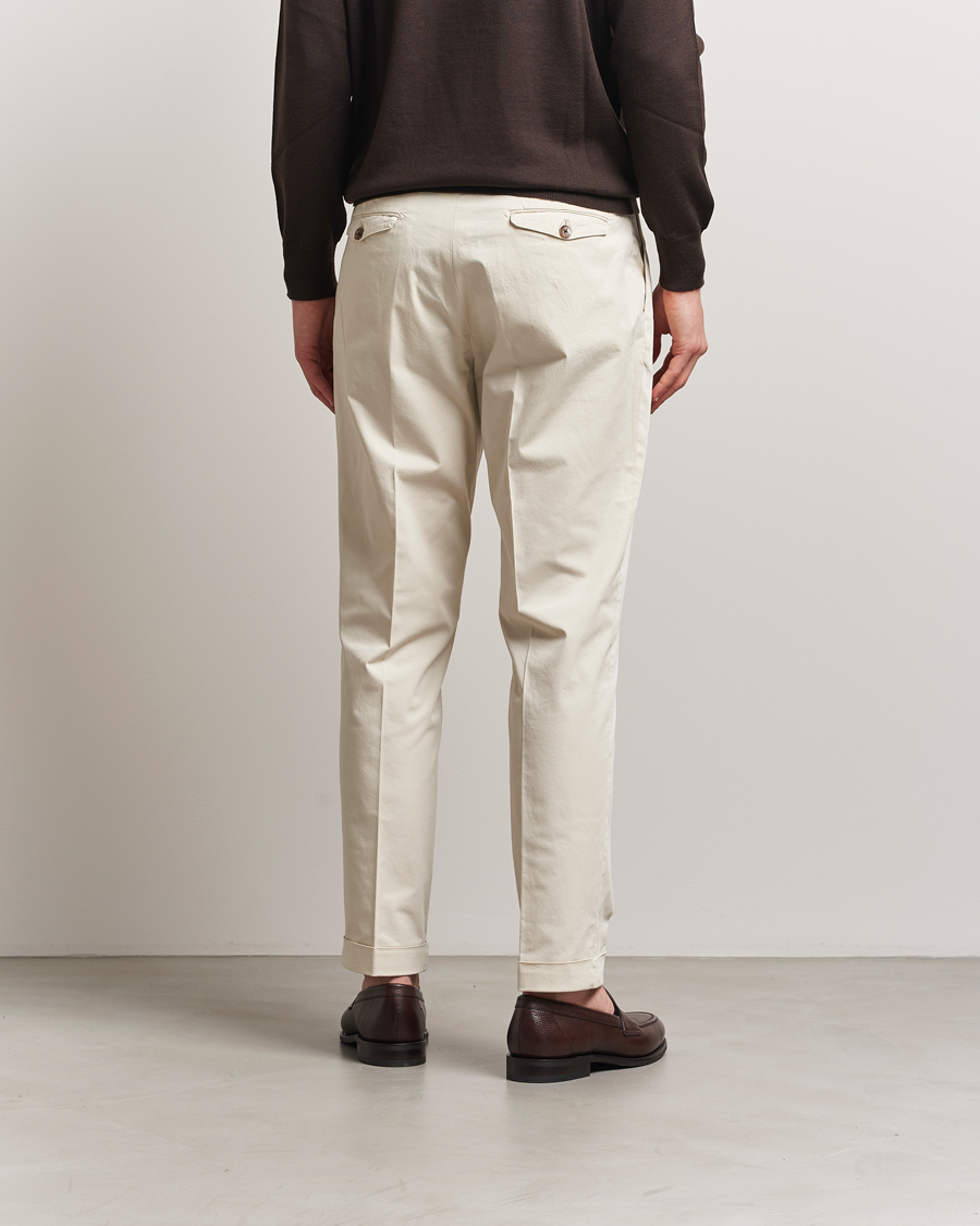 Herren | Hosen | Briglia 1949 | Easy Fit Pleated Cotton Stretch Chino Cream