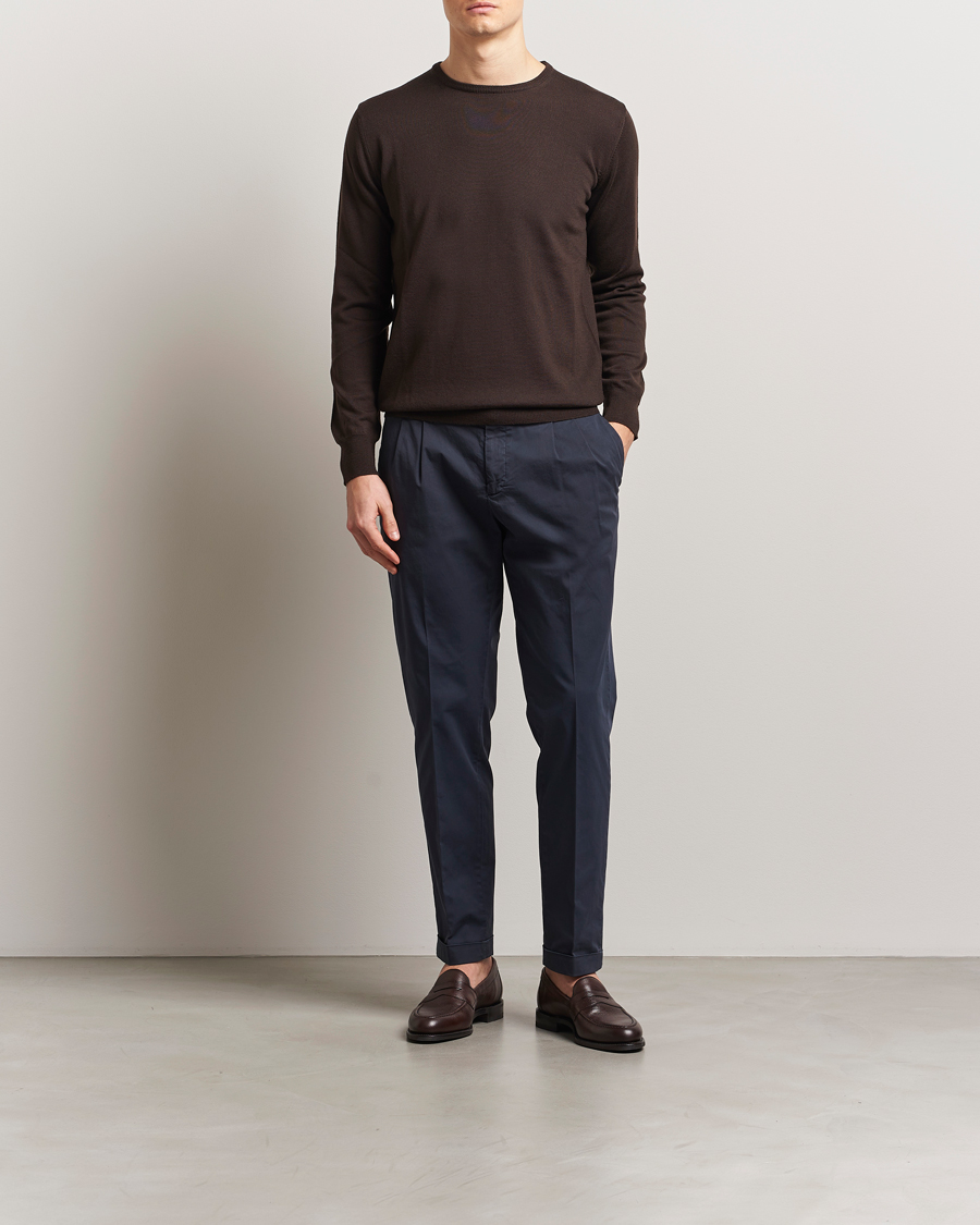 Herren | Hosen | Briglia 1949 | Easy Fit Pleated Cotton Stretch Chino Navy