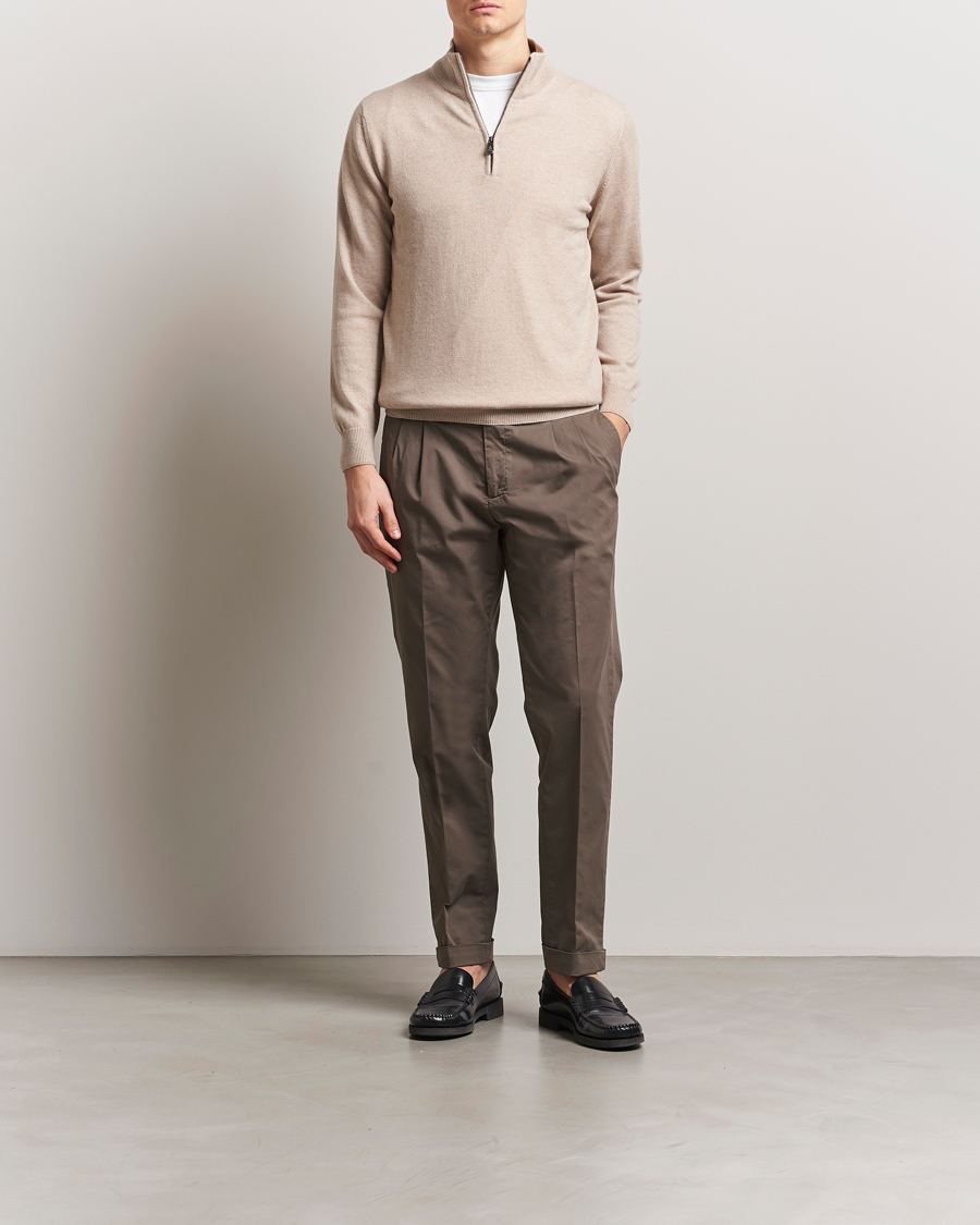 Herren | Hosen | Briglia 1949 | Easy Fit Pleated Cotton Stretch Chino Brown