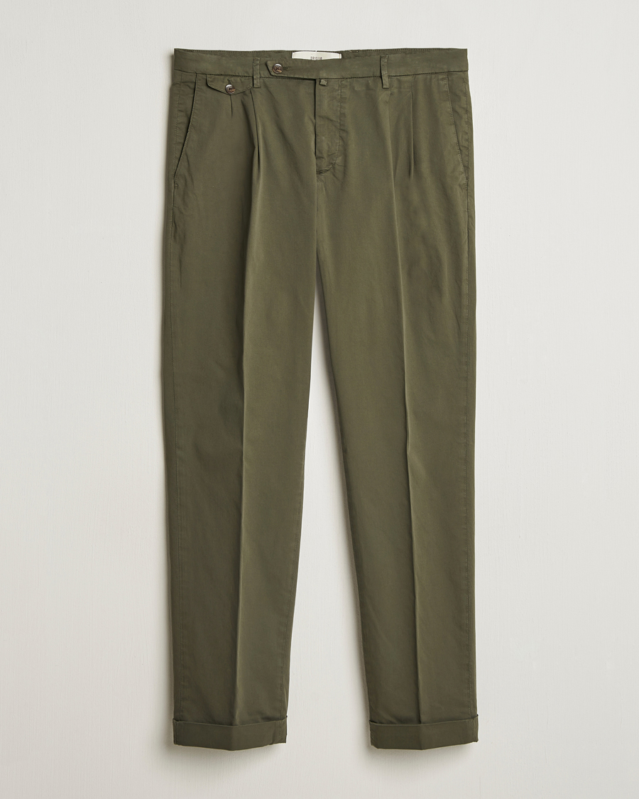 Herren | Hosen | Briglia 1949 | Easy Fit Pleated Cotton Stretch Chino Olive