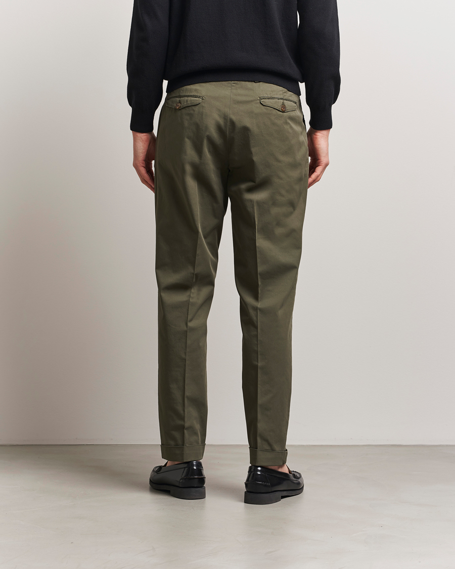 Herren | Hosen | Briglia 1949 | Easy Fit Pleated Cotton Stretch Chino Olive