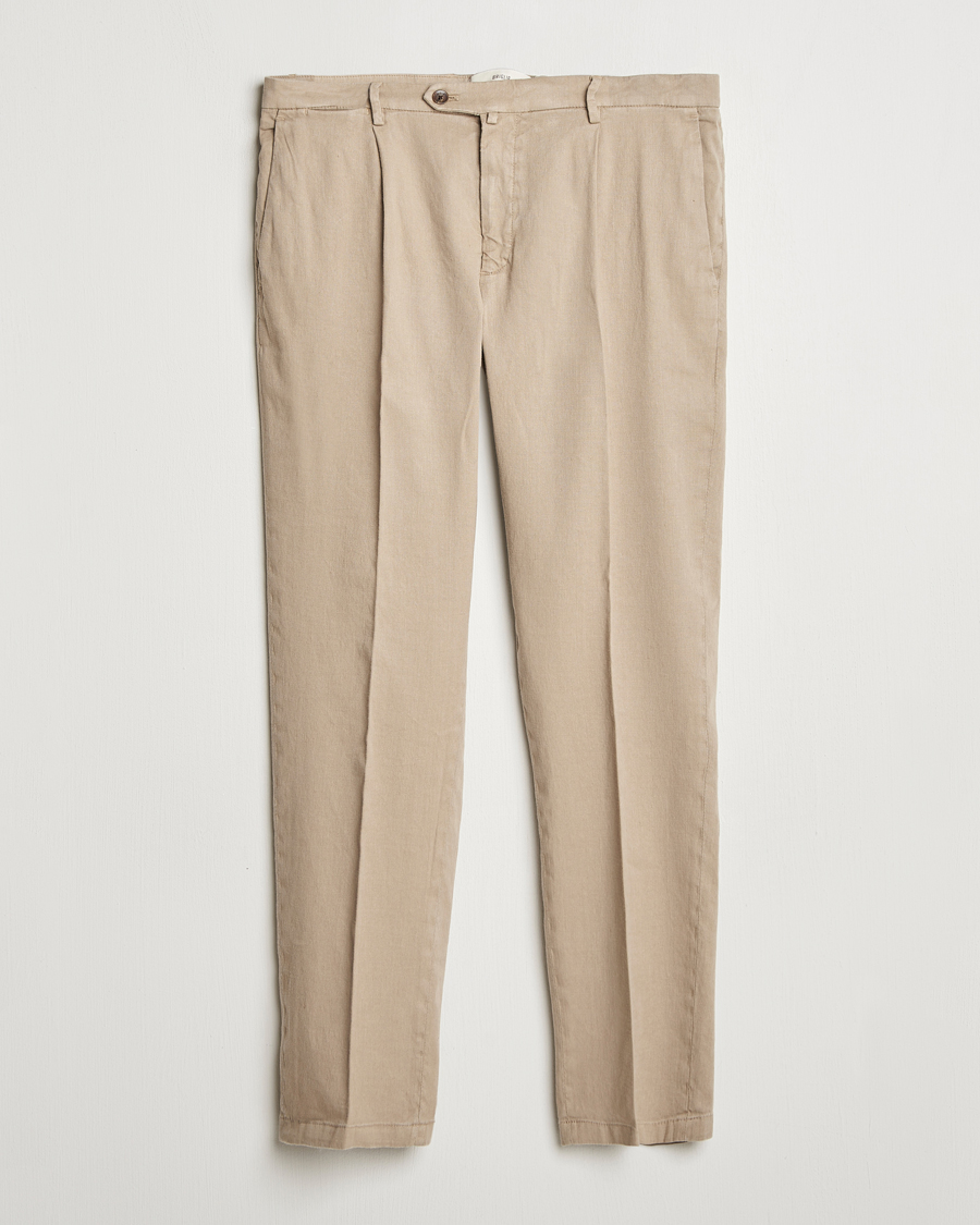 Herren | Hosen | Briglia 1949 | Pleated Linen Trousers Taupe