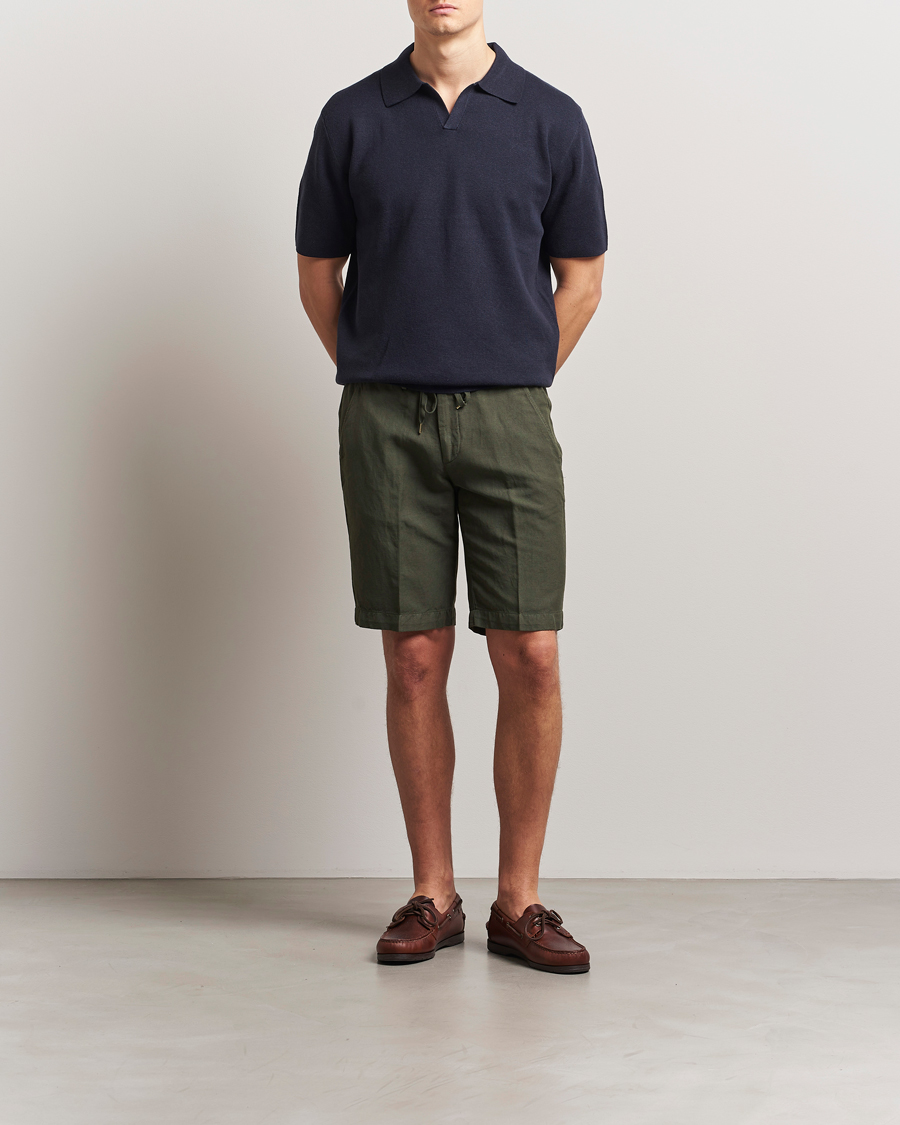 Herren | Shorts | Briglia 1949 | Linen/Cotton Drawstring Shorts Olive