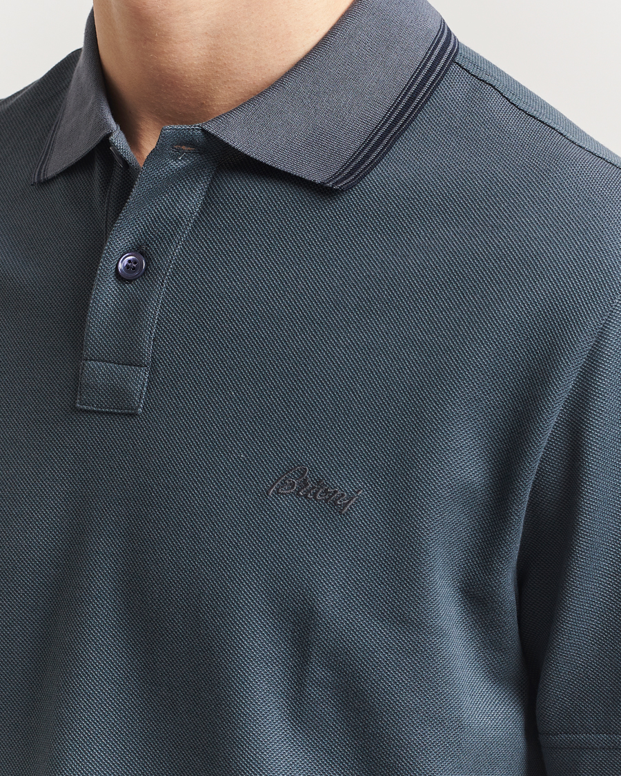 Herren | Poloshirts | Brioni | Short Sleeve Cotton Piquet Polo Green