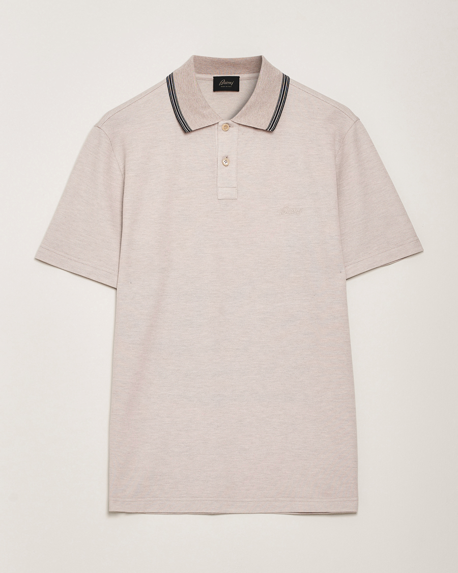 Herren | Poloshirts | Brioni | Short Sleeve Cotton Piquet Polo Beige