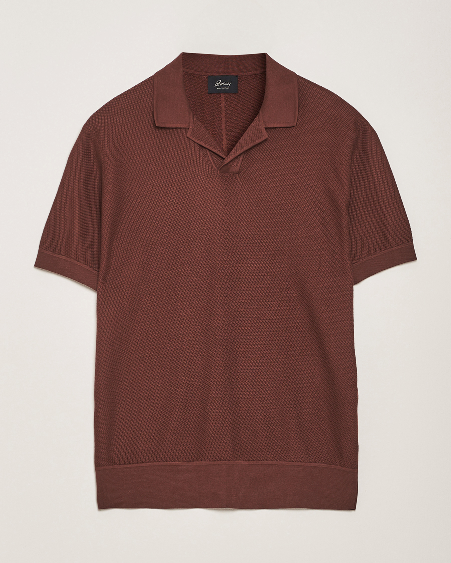 Herren | Poloshirts | Brioni | Short Sleeve Sea Island Knitted Polo Brown