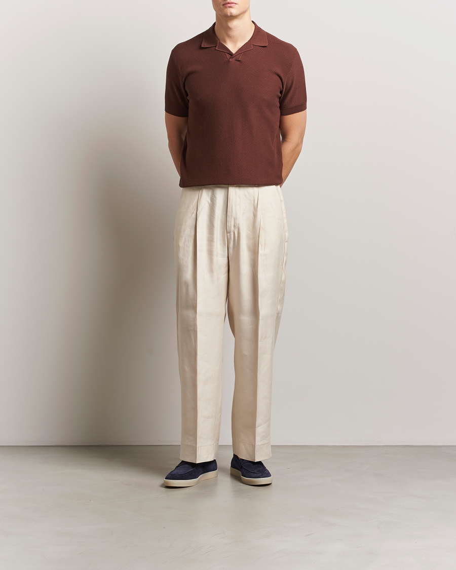 Herren | Poloshirts | Brioni | Short Sleeve Sea Island Knitted Polo Brown