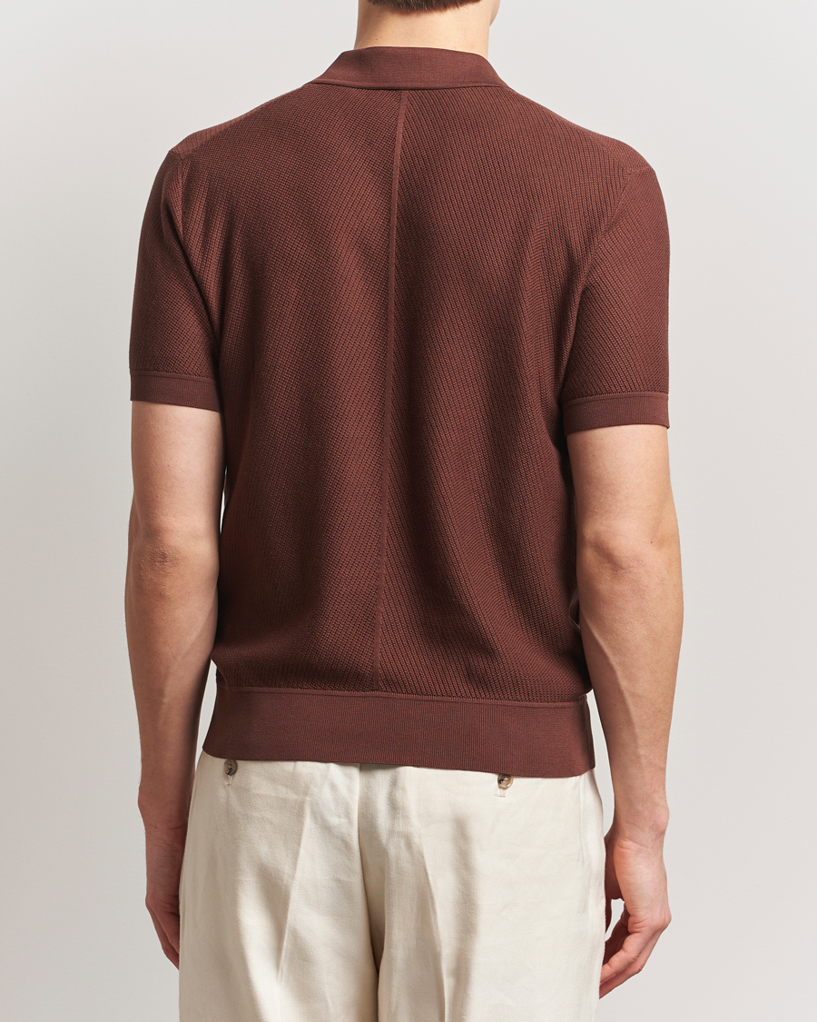 Herren | Poloshirts | Brioni | Short Sleeve Sea Island Knitted Polo Brown