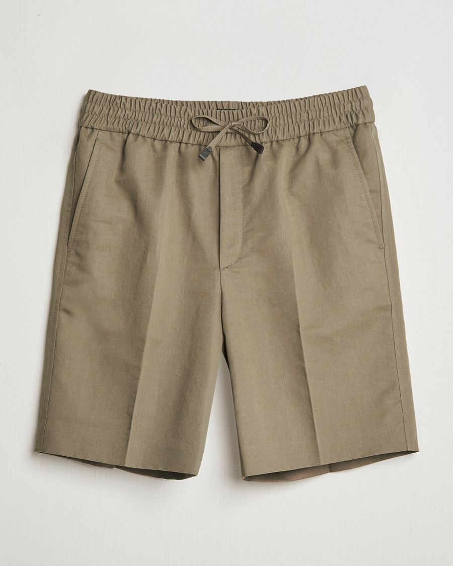 Herren | Shorts | Brioni | Cotton/Linen Drawstring Shorts Military