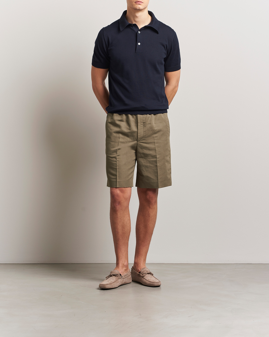 Herren | Shorts | Brioni | Cotton/Linen Drawstring Shorts Military