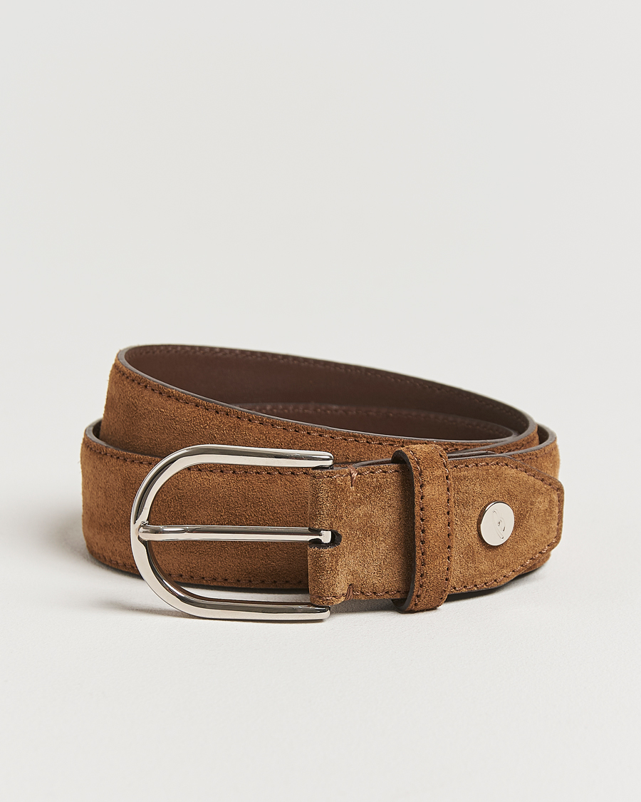 Herren | Brioni Rounded Buckle Belt  Brown Suede | Brioni | Rounded Buckle Belt  Brown Suede