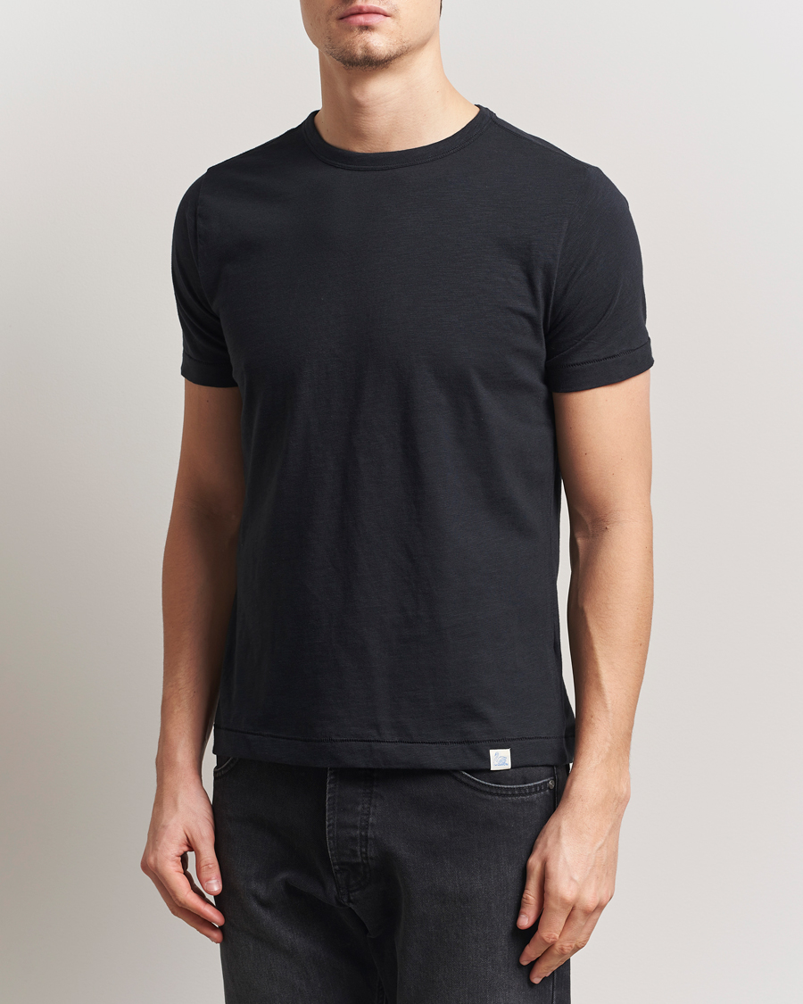 Herren | T-Shirts | Merz b. Schwanen | Organic Pima Cotton Slub Crew Neck T-Shirt Black