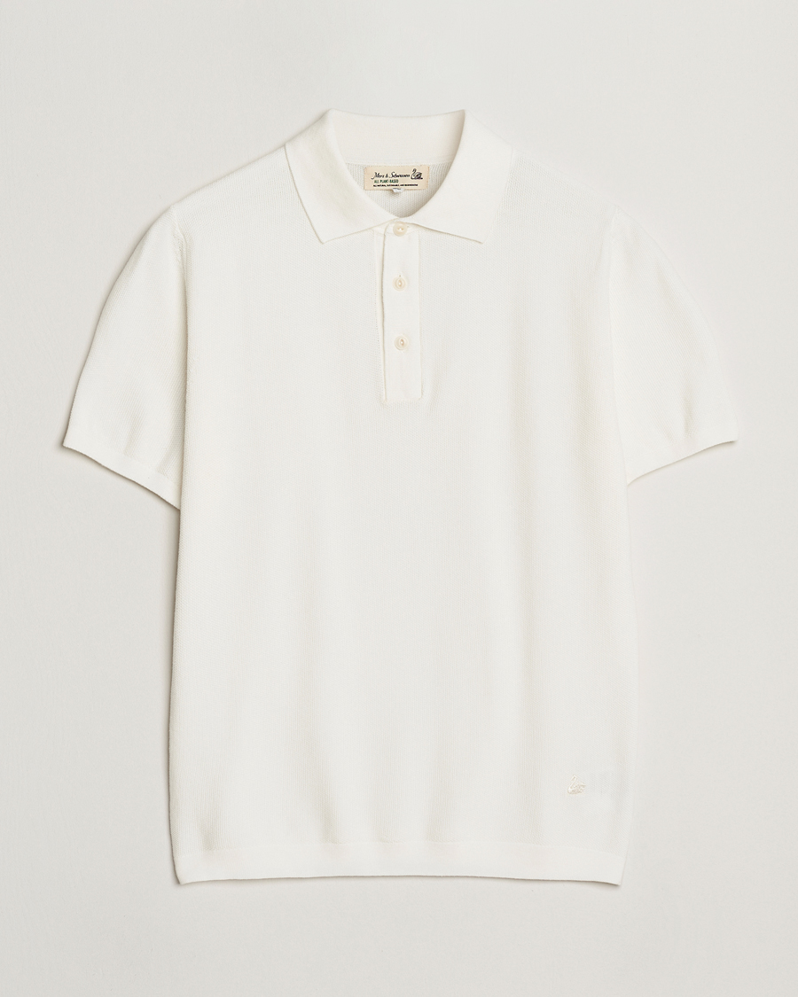 Herren | Poloshirts | Merz b. Schwanen | Relaxed Fit Knitted Polo White