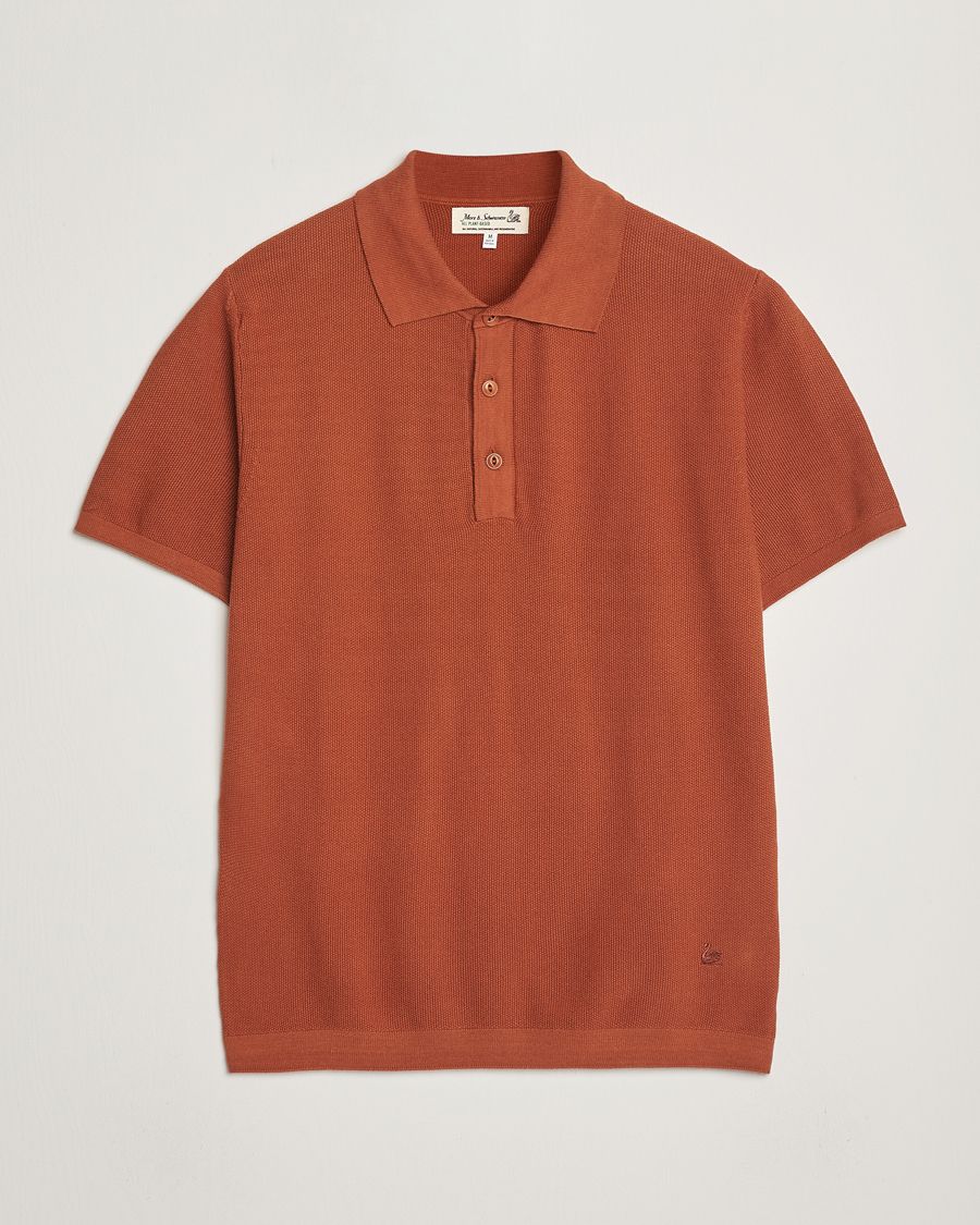 Herren | Poloshirts | Merz b. Schwanen | Relaxed Fit Knitted Polo Caramel