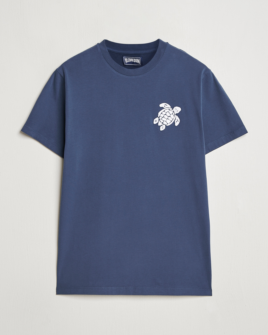 Herren | T-Shirts | Vilebrequin | Portisol Embroidered T-Shirt Bleu Marine