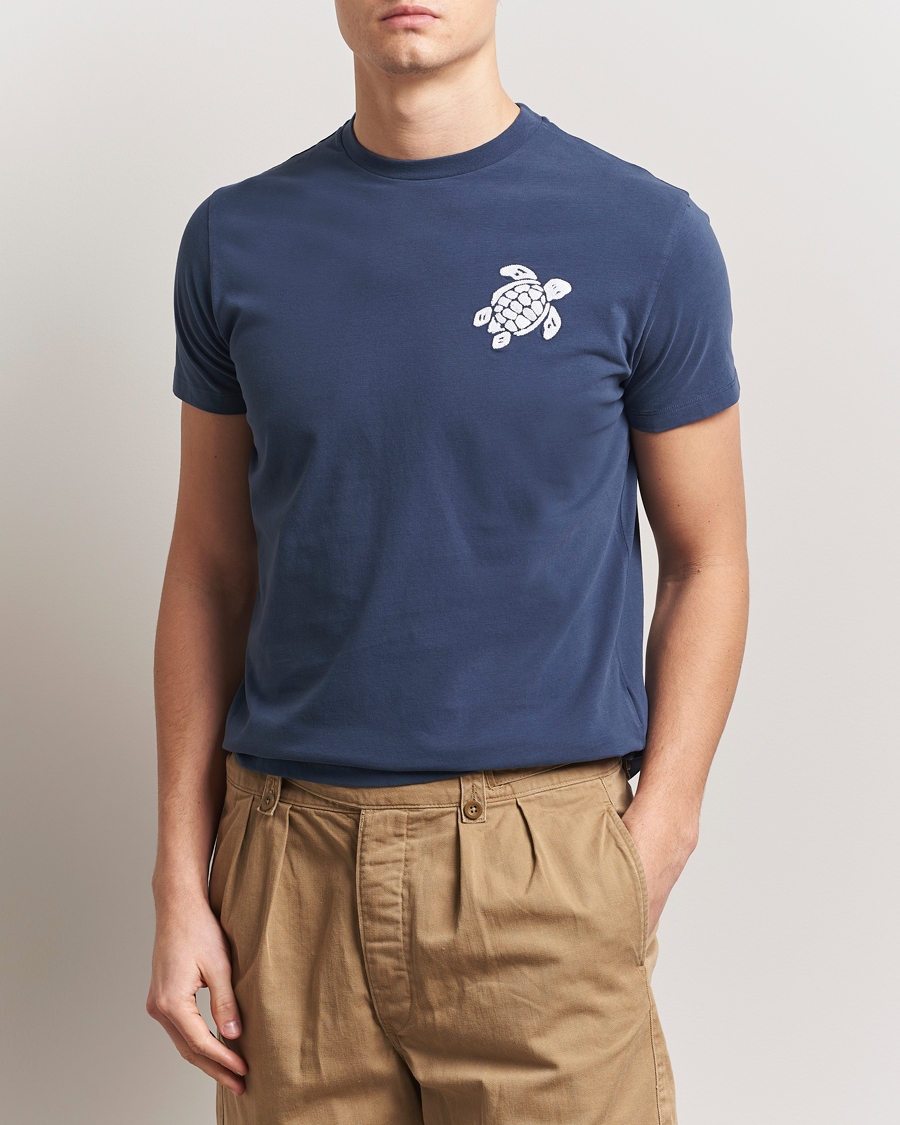 Herren | T-Shirts | Vilebrequin | Portisol Embroidered T-Shirt Bleu Marine
