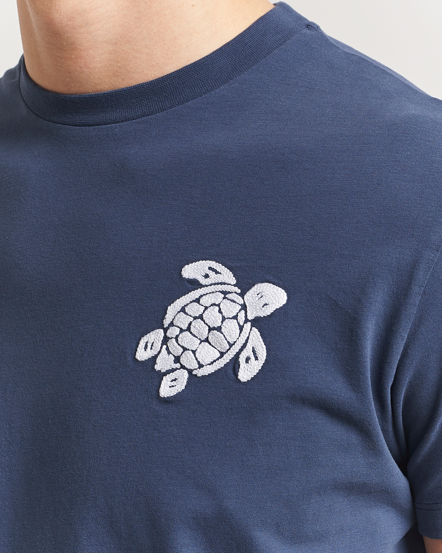 Herren | T-Shirts | Vilebrequin | Portisol Embroidered T-Shirt Bleu Marine