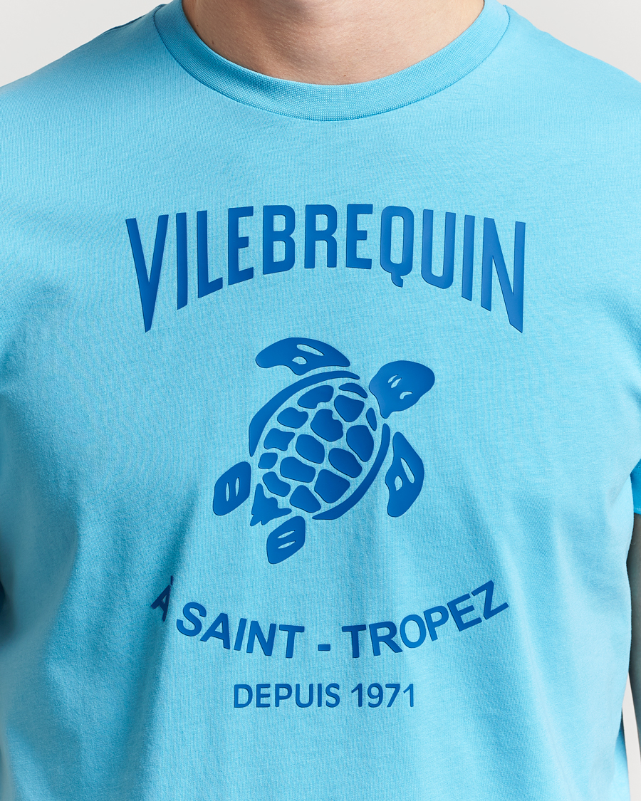 Herren | T-Shirts | Vilebrequin | Printed Crew Neck T-Shirt Topaze Bleue