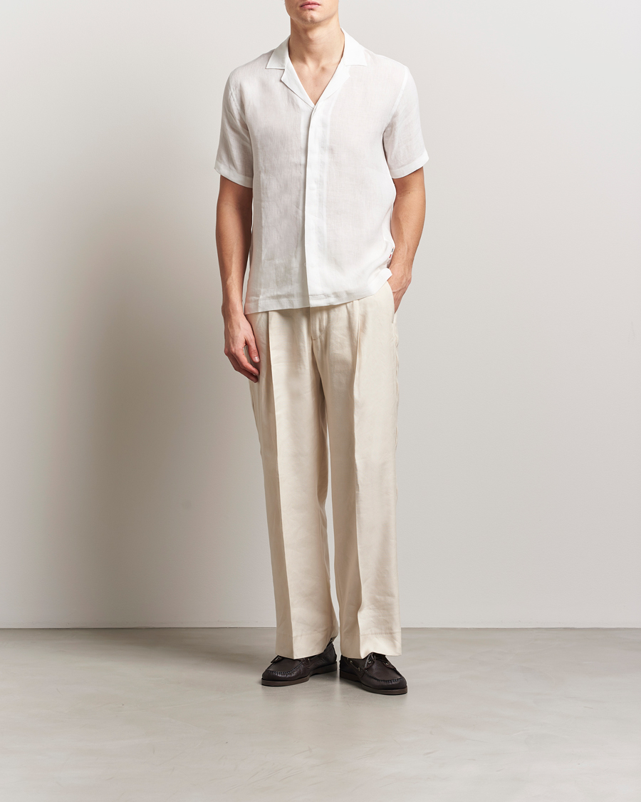 Herren | Hemden | Orlebar Brown | Maitan II Short Sleeve Linen Shirt White