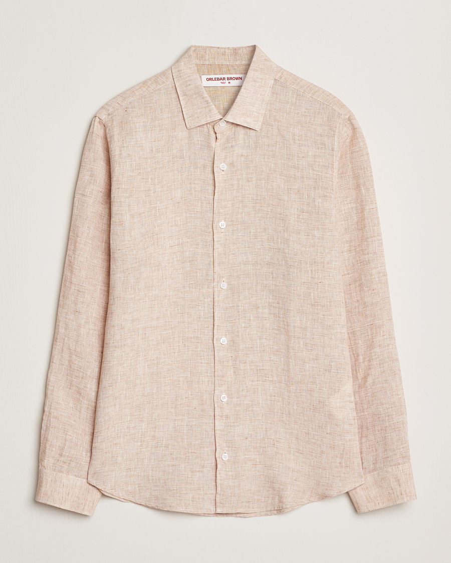 Herren | Hemden | Orlebar Brown | Giles Long Sleeve Linen Shirt Pink Sand/White