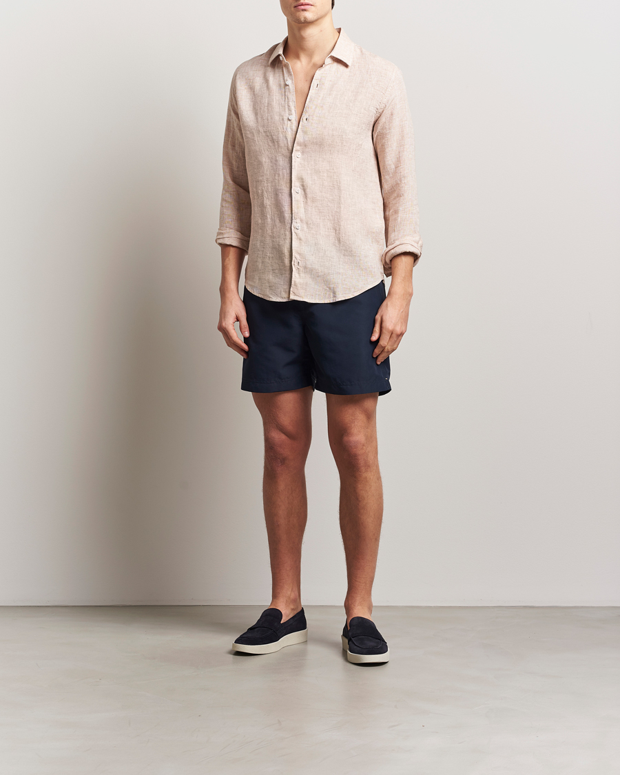 Herren | Hemden | Orlebar Brown | Giles Long Sleeve Linen Shirt Pink Sand/White